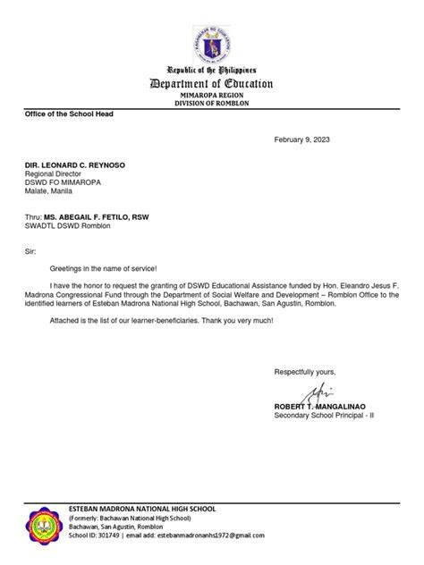 Educational assistance letter tagalog.  Formal letter requesting educational assistance fro...