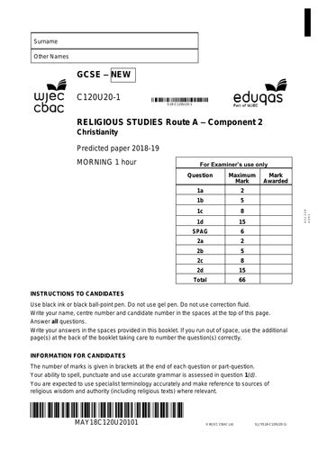 Eduqas religious studies gcse past papers 2019. .  ...