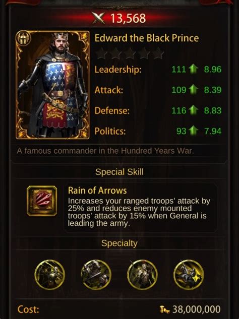 Edward the Black Prince Evony Generals Evony TKR Guide