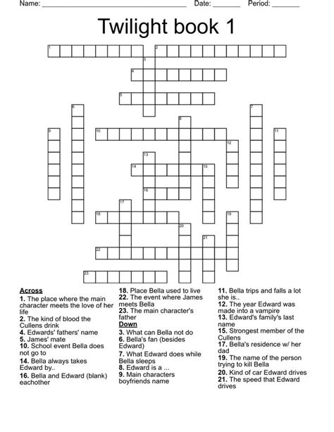 Edwards Love In Twilight Crossword