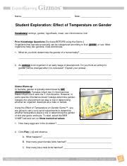 Effect Of Temperature On Gender Gizmo Answers