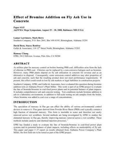 Effect of Bromine Addition on Fly Ash Use in Concrete