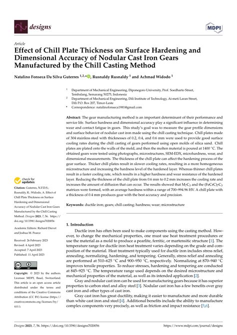 Effect of Chill Plate Thickness on Surface Hardening and …