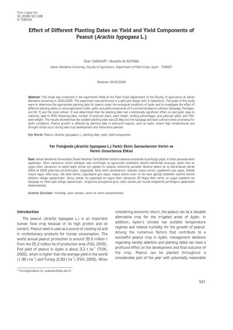 Effect of Different Planting Dates on Yield and Yield Components.