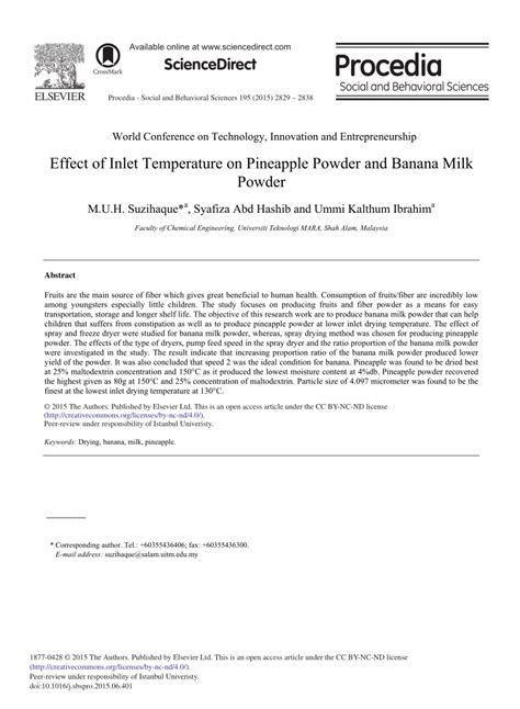 Effect of Inlet Temperature on Pineapple Powder and …