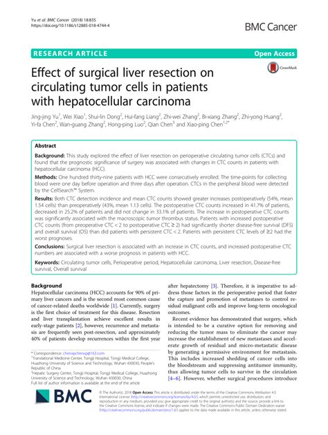 Effect of surgical liver resection on circulating tumor cells in ...