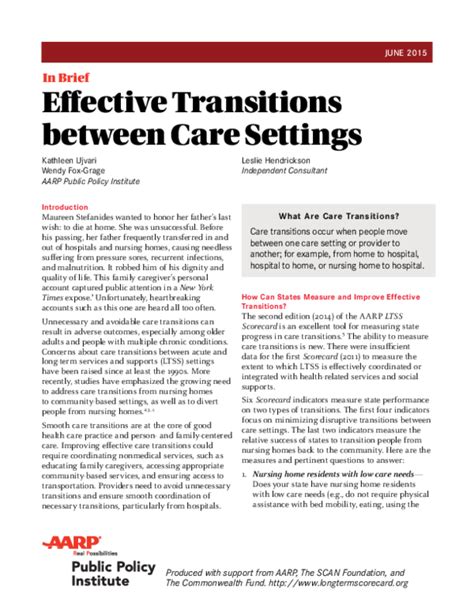 Effective Transitions Between Care Settings