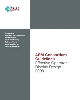 Effective operator display design asm consortium guideline. - Bmw r 1150 r repair manual.