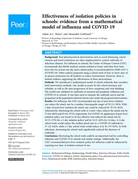 Effectiveness of Isolation Policies in Schools: Evidence from a ...