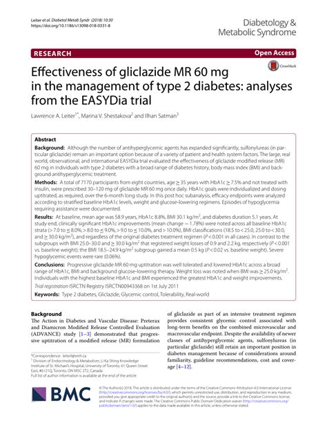 Effectiveness of gliclazide MR 60 mg in the management of type 2 ...