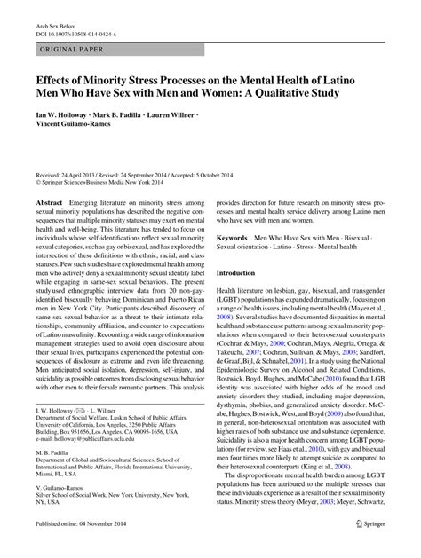 Effects of minority stress processes on the mental health of Latino …