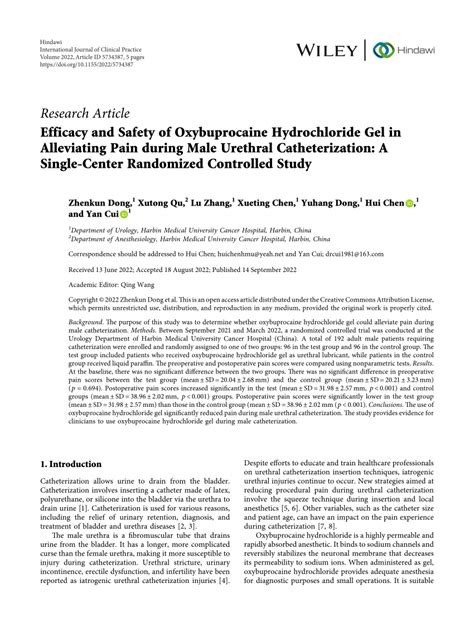 Efficacy and Safety of Oxybuprocaine Hydrochloride Gel in …