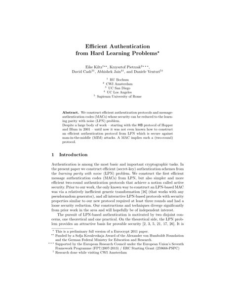 Efficient Authentication From Hard Learning Problems Springerlink