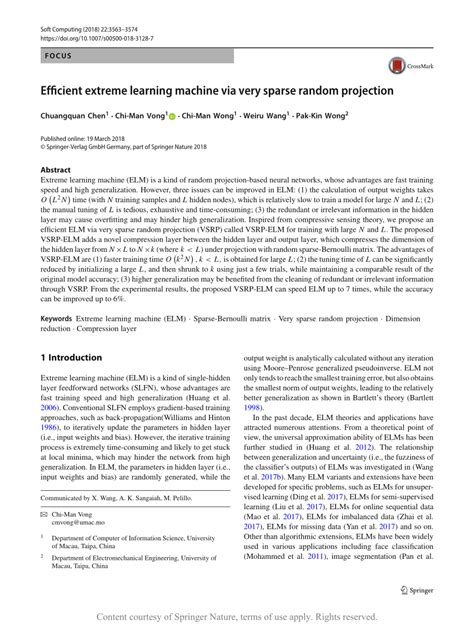 Efficient extreme learning machine via very sparse random …