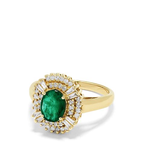 Effy® 14k Yellow Gold Emerald And Diamond Ring