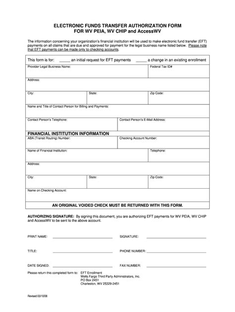 Eft Authorization Form Template DocTemplates
