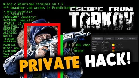 Eft cheat. [Hyper] Information: -Supports Windows 10 / Windows 11 all versions supported. -English menu. -HWID Lock. -Mandatory Secure boot in BIOS disabled. Key Features: Enemy ESP, Enemy info … 