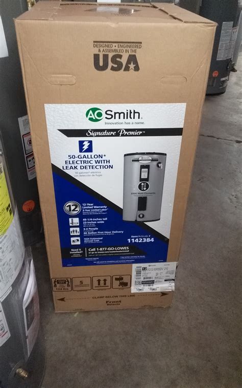 A.O. Smith Signature 500 50-Gallon Short 12-Year Warranty 5500-Watt Double  Element Smart Electric Water Heater with Leak Detection & Automatic  Shut-Off in the Water Heaters department at