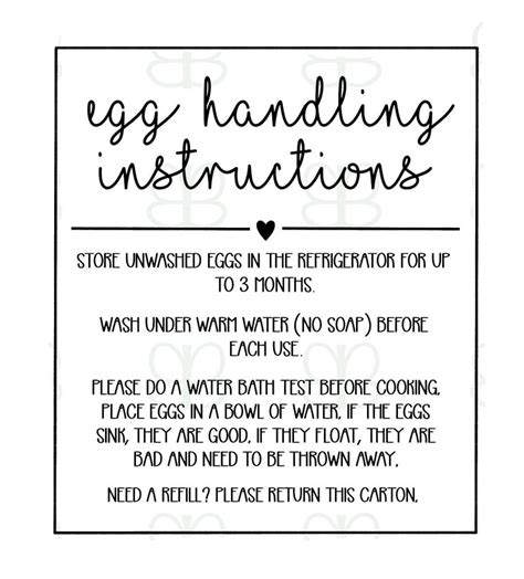 Egg Handling Instructions Printable