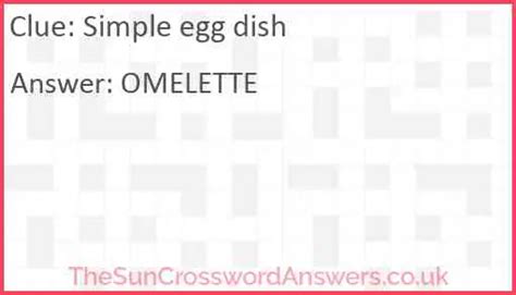 The Crossword Solver found 30 answers to "baked egg dish 7", 7 letters crossword clue. The Crossword Solver finds answers to classic crosswords and cryptic crossword puzzles. Enter the length or pattern for better results. Click the answer to find similar crossword clues . Enter a Crossword Clue.