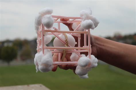 Egg drop. Naturally, the egg will keep falling as long as there is no opposing force exerted on it as Newton's first law explains. Once the device hits the ground, ... 