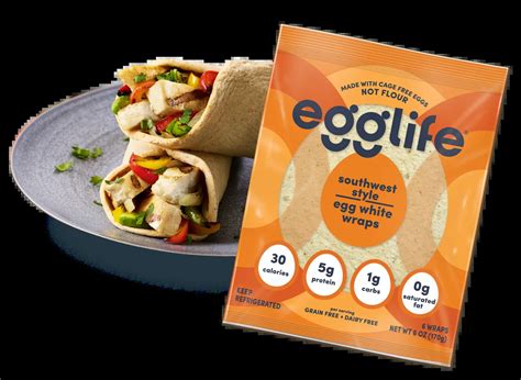 Egg life wraps. At 5g of protein and 25 calories each, these gluten-free, grain-free, dairy-free, and soy-free wraps aren’t the most exciting thing out there. But, boy did I underestimate them. These wraps look just like mini tortillas — except they’re made of egg whites. To prepare, carefully separate them within the bag. 