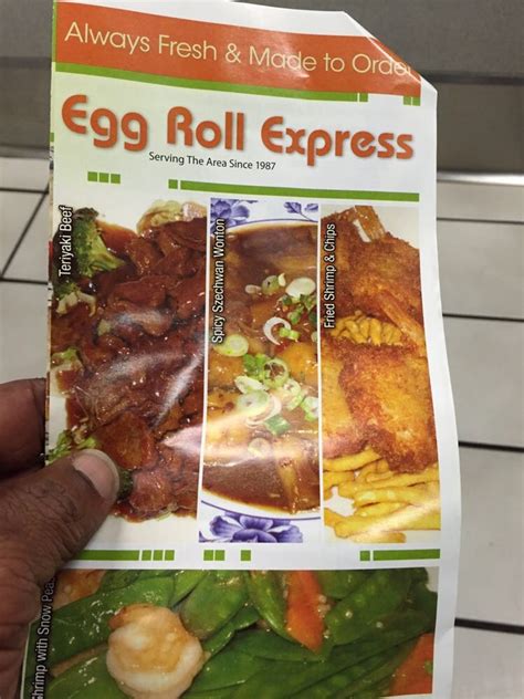 Egg roll express. Write a Review for Egg-Roll Express. Share Your Experience! Select a Rating Select a Rating! Reviews for Egg-Roll Express. Write a Review 3.7 stars - Based on 11 votes #618 out of 1135 restaurants in Columbia #35 of 51 Chinese in Columbia 5 star: 2 votes: 18%: 4 star: 6 votes: 55%: 3 star: 2 votes: 18%: 2 star: 0 votes: 0%: 