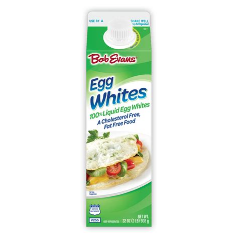 Egg whites carton. This is another option for a liquid egg product – 100% egg whites. This is the color you would expect from egg whites, because that is all that is in this carton! The 100% egg whites have the same amount of protein as the liquid egg product – 5 grams per serving. There is no fat or cholesterol. I cooked a serving of these, too. 