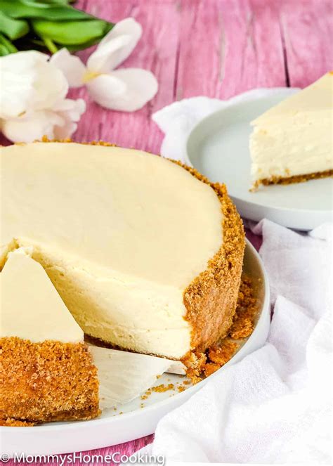 Eggless cheesecake. On medium speed, add the eggs one at a time, beating after each addition until just blended. After the final egg is incorporated into the batter, stop mixing. To help prevent the cheesecake from deflating and cracking as it cools, avoid over-mixing the batter as best you can. You will have close to 6 cups of batter. 