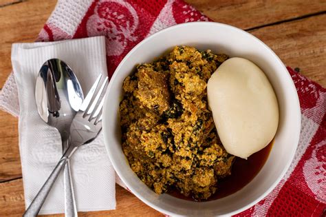 Egusi and fufu. Aug 19, 2020 · Start with half a cup (120 ml) of water, and up to a cup (250 ml) of water for the egusi to be smoother in the soup. Drop the egusi into the soup either in balls or simply pour it in to steam. Cover the pot, reduce the heat and simmer for about 15 minutes. Add the cooked meat, stock fish and crayfish powder (optional). 