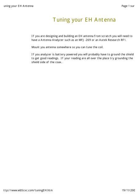 Eh antenna tuning. .  ...