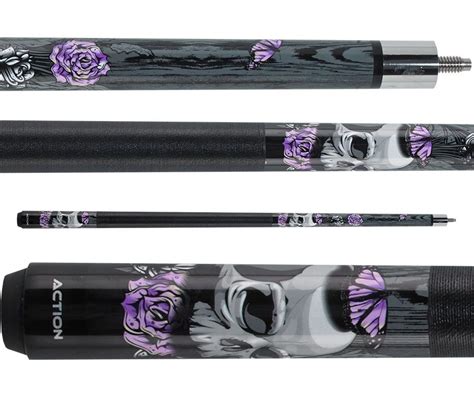 Eight Ball Mafia EBM14 Purple Flower B-Fly Skull Pool/Billiards Cue Stick