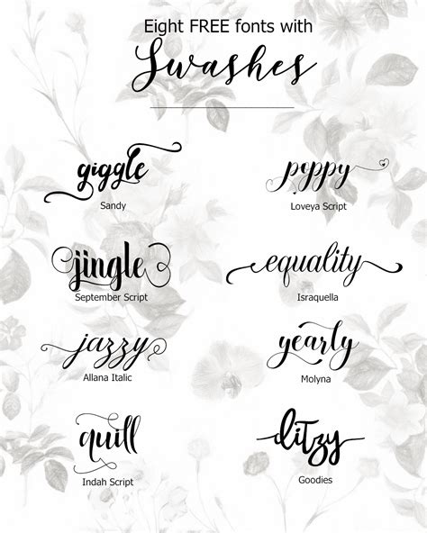 Eight Free Fonts with Swashes!