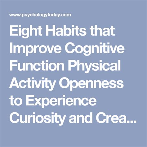 Eight Habits That Improve Cognitive Function