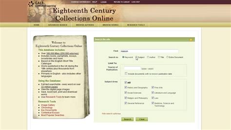 Eighteenth Century Collections Online (ECCO) is a digital collection of books published in Great Britain during the 18th century. Gale, an education publishing company in the United States, assembled the collection by digitally scanning microfilm reproductions of 136,291 titles. 