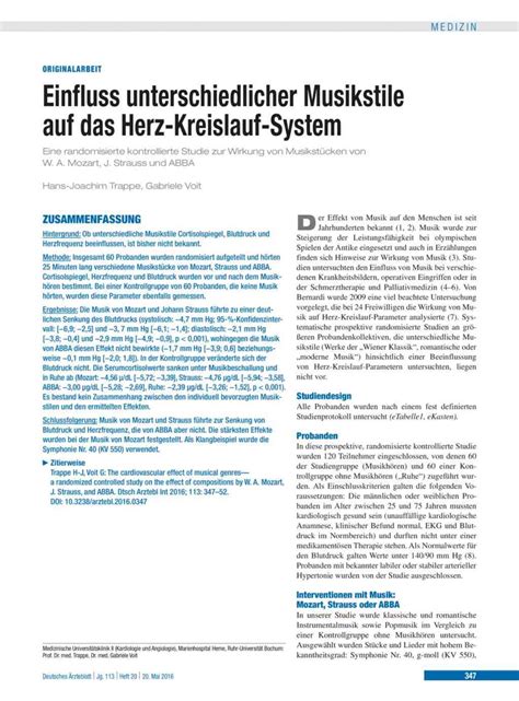 Einfluss unterschiedlicher Musikstile auf das Herz-Kreislauf-System