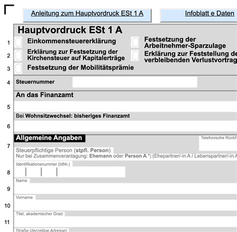 Einkommenssteuer 2024 mit allen Anlagen - PDF Vorlagen