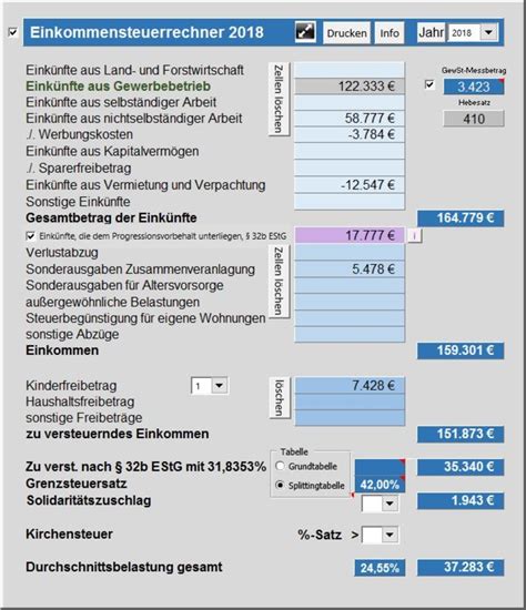 Einkommensteuer-rechner excel download