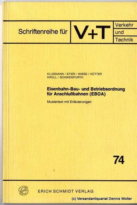 Eisenbahn bau  und betriebsordnung fur anschlussbahnen (eboa): mustertext (schriftenreihe fur verkehr und technik). - Ic 8051 mc programs lab manual.