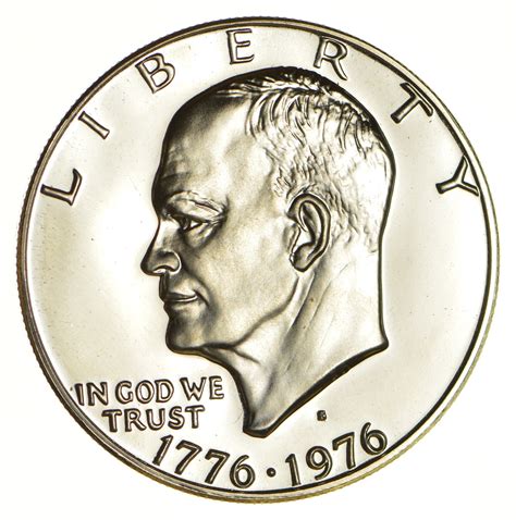 Eisenhower dollars were minted from 1971 through 1978 and designed by Frank Gasparro. The Eisenhower dollar symbolizes at least two numismatically significant elements, being the first dollar coin minted during the copper-nickel clad era (which began in 1965) and the last regularly issued dollar coin with physical dimensions approximating the traditional silver dollars of earlier times.