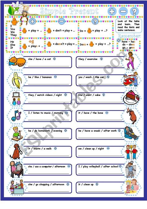Ejercicios Present Simple. Affirmative, negative and interrogative