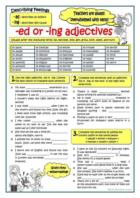 Ejercicios de Adjectives ending in -ed and -ing online