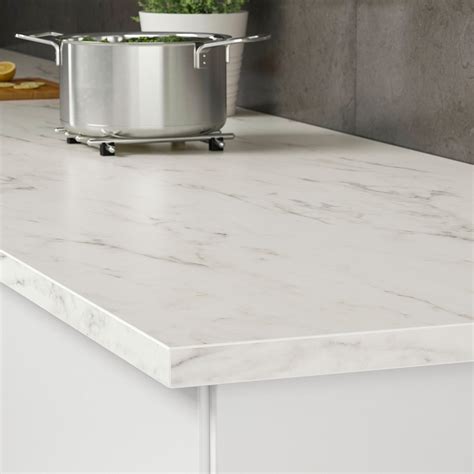 Ekbacken. Understanding IKEA Countertop Dimensions. Most IKEA pre-cut countertops come in standard lengths of 74″ or 98″; a standard depth of 25-5/8″and a thickness of 1-1/8″ or 1-½”. “IKEA is starting to sell different sizes such as the lower cost IKEA LILLTRASK white countertop,now available in 50″ lengths and countertop or island depths. 