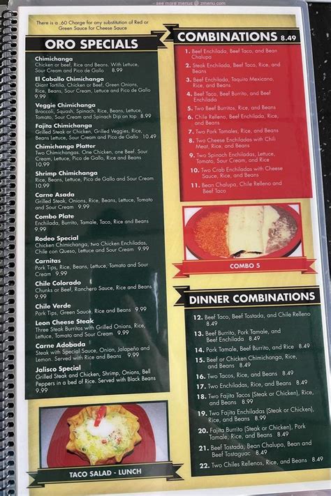 View the menu for El Caballo de Oro and restaurants i