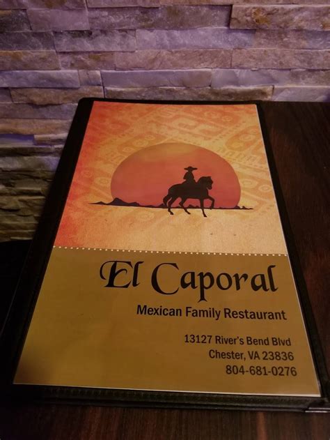 El caporal chester. Get delivery or takeout from El Caporal at 13127 Rivers Bend Boulevard in Chester. Order online and track your order live. No delivery fee on your first order! 