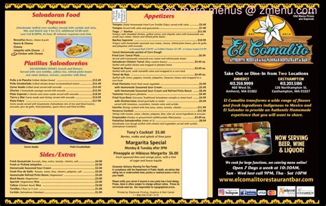 El comalito amherst menu. El Comalito Easthampton. 126 Northampton St. Easthampton, MA 01027. 413-203-5186. You may call your order in or order online for pick up or use Grubhub or DoorDash for delivery*! *3rd party surcharge and fees apply. DoorDash delivery only El Comalito Easthampton. Grubhub delivery only El Comalito Easthampton. 