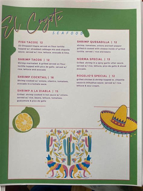 El Coyote Cojo Mexican Grill. starstarstarstarstar. 4.9 (69). Rate your experience! $ • Fast Food, Tacos. Hours: Closed Today. 2430 N Fielder Rd, Arlington. (682) 323-7397. Menu Order Online.