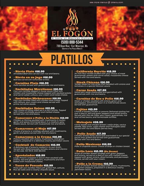 East Wenatchee, WA; El Fogon Restaurant!OPEN NOW! serving lunch menu all day!! we serve a variety of popular dishes each served with a tas (5) 02/06/2023 . Come join us for ur soft opening Feb 8,2023!!! And our GRAND OPENING FEB 10,2023 5655 sunset hwy cashmere Washington . 11/24/2022. 