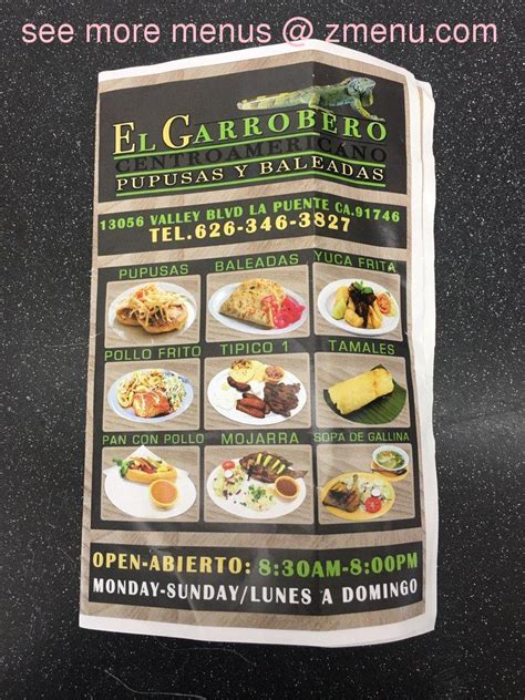 Restaurant features in La Puente. Updated on: Mar 08, 2024. All info on El Garrobero Restaurant in La Puente - Call to book a table. View the menu, check prices, find on the map, see photos and ratings.. 