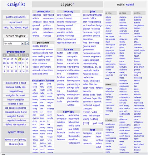 craigslist provides local classifieds and forums for jobs, housing, for sale, services, local community, and events craigslist: El Paso jobs, apartments, for sale, services, community, and events CL. 